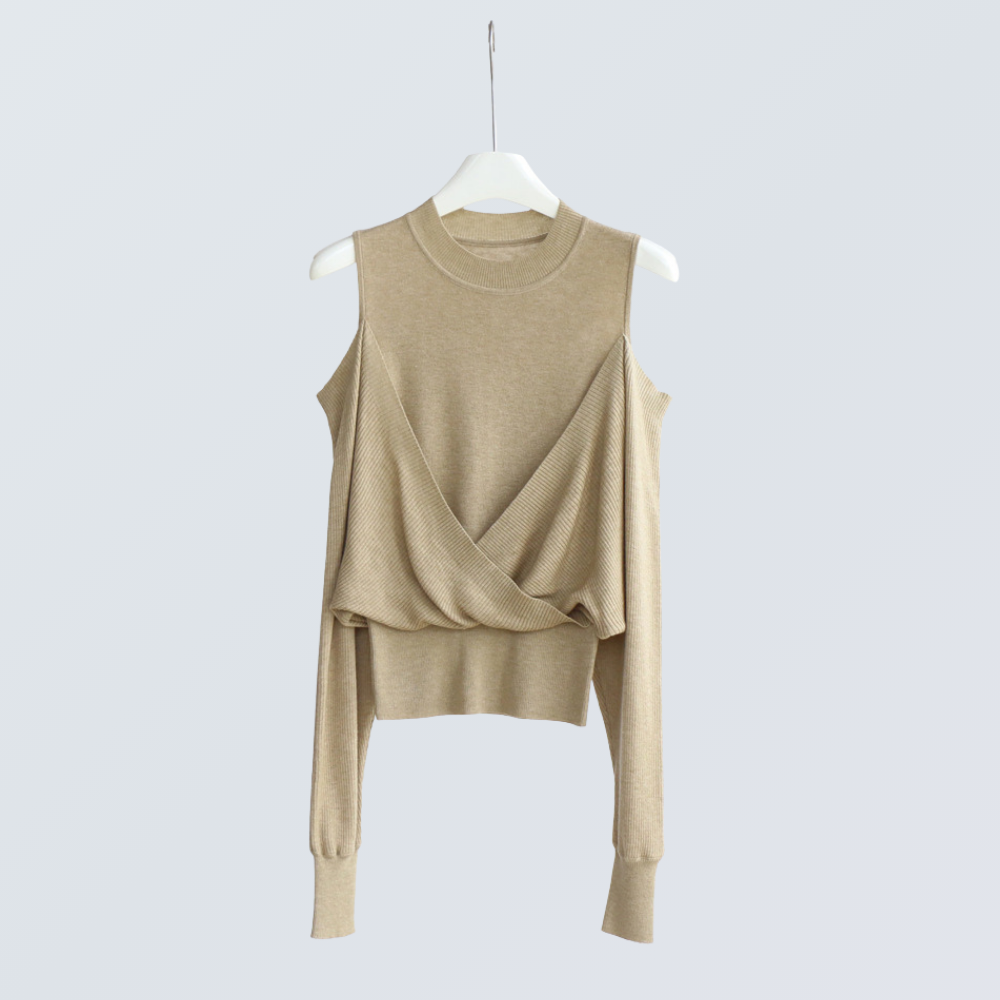 Layered Cold Shoulder Wool Knit Top | 6 Colors