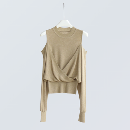 Layered Cold Shoulder Wool Knit Top | 6 Colors