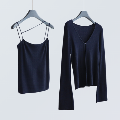Wool Blend Knit Cardigan & Cami Set | 8 Colors