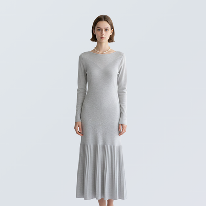 Merino Wool Blend Ribbed Flare Knit Dress | 4 Colors