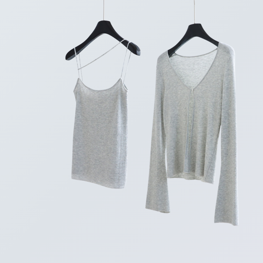 Wool Blend Knit Cardigan & Cami Set | 8 Colors