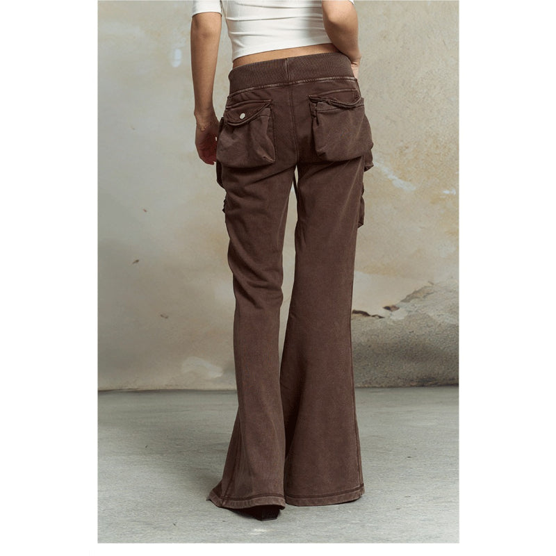 Pokiovo Low Rise Flared Cargo Trousers