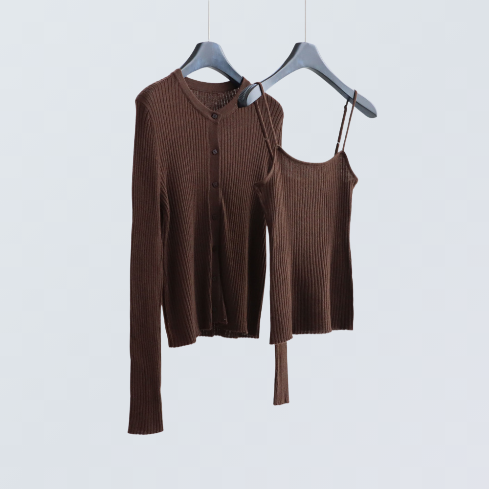 Two-Piece Knit Cardigan & Cami Set | 8 Colors