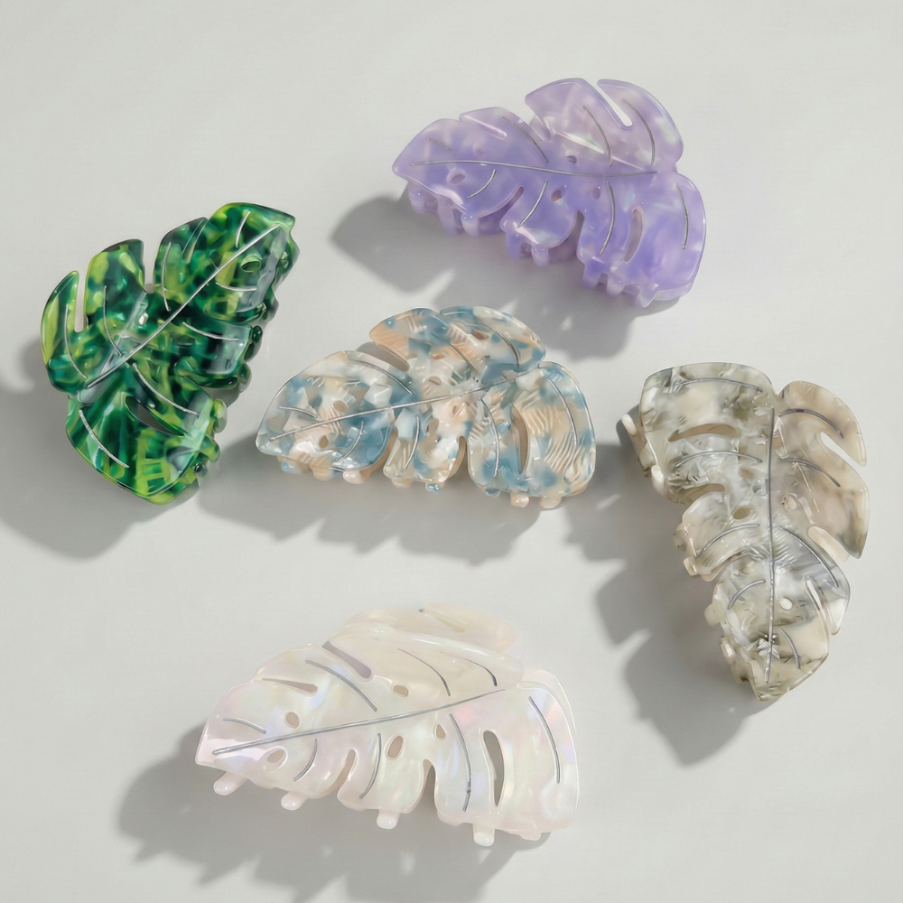 Leaf Acrylic Hair Claw Clip Set of 5