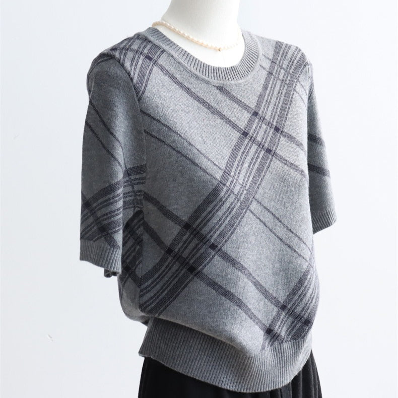 Plaid Wool-Blend Knit  Set  | 2 Colors