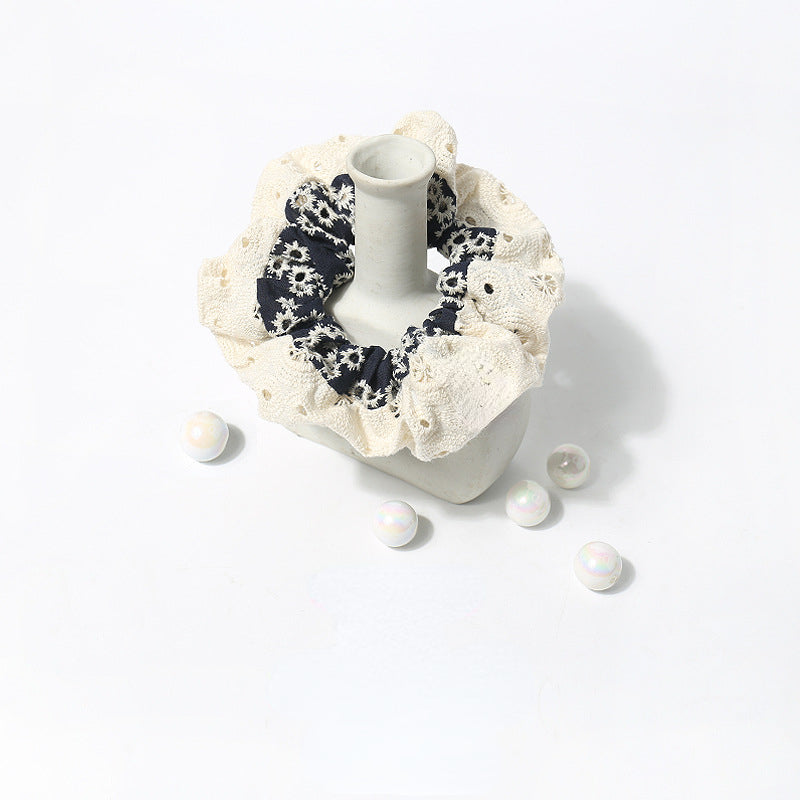 Fabric lace hollow out large hair tie