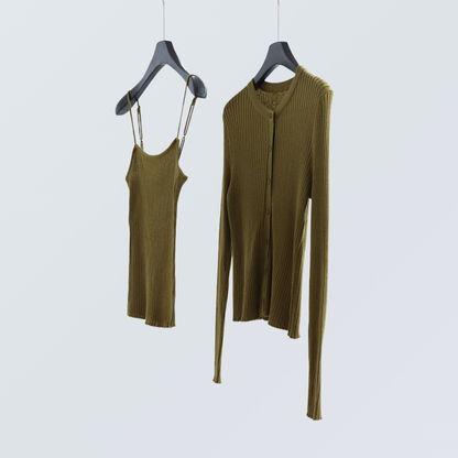 Two-Piece Knit Cardigan & Cami Set | 8 Colors