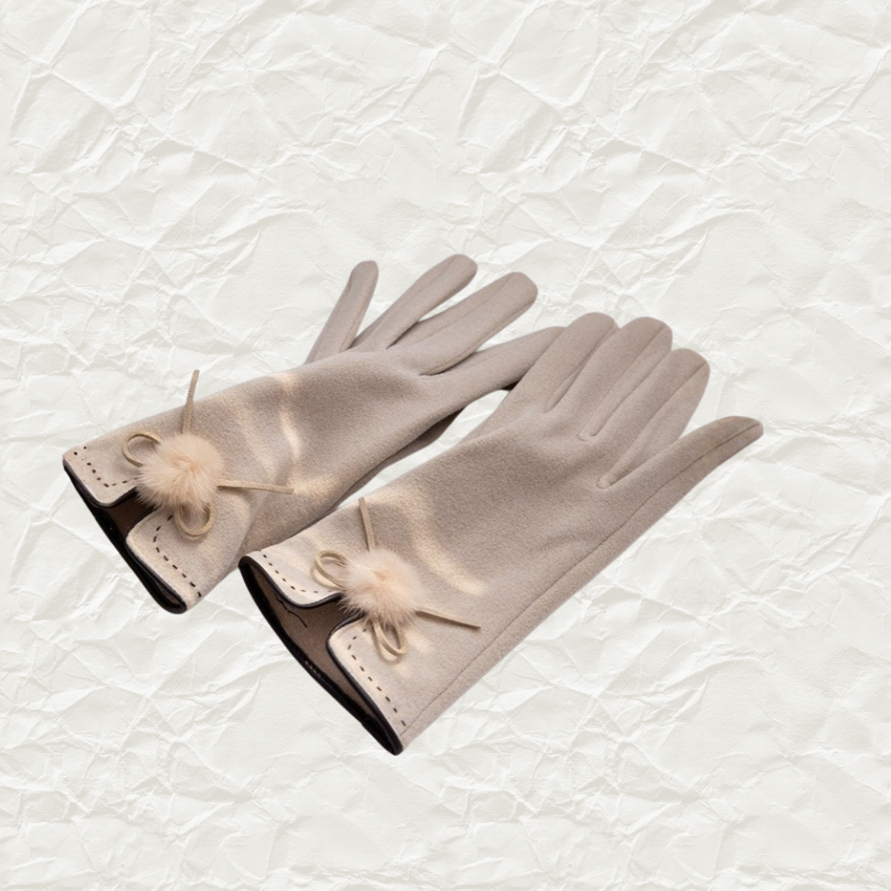 Pom-Pom Suede Touchscreen Gloves