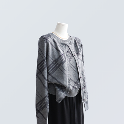 Plaid Wool-Blend Knit  Set  | 2 Colors