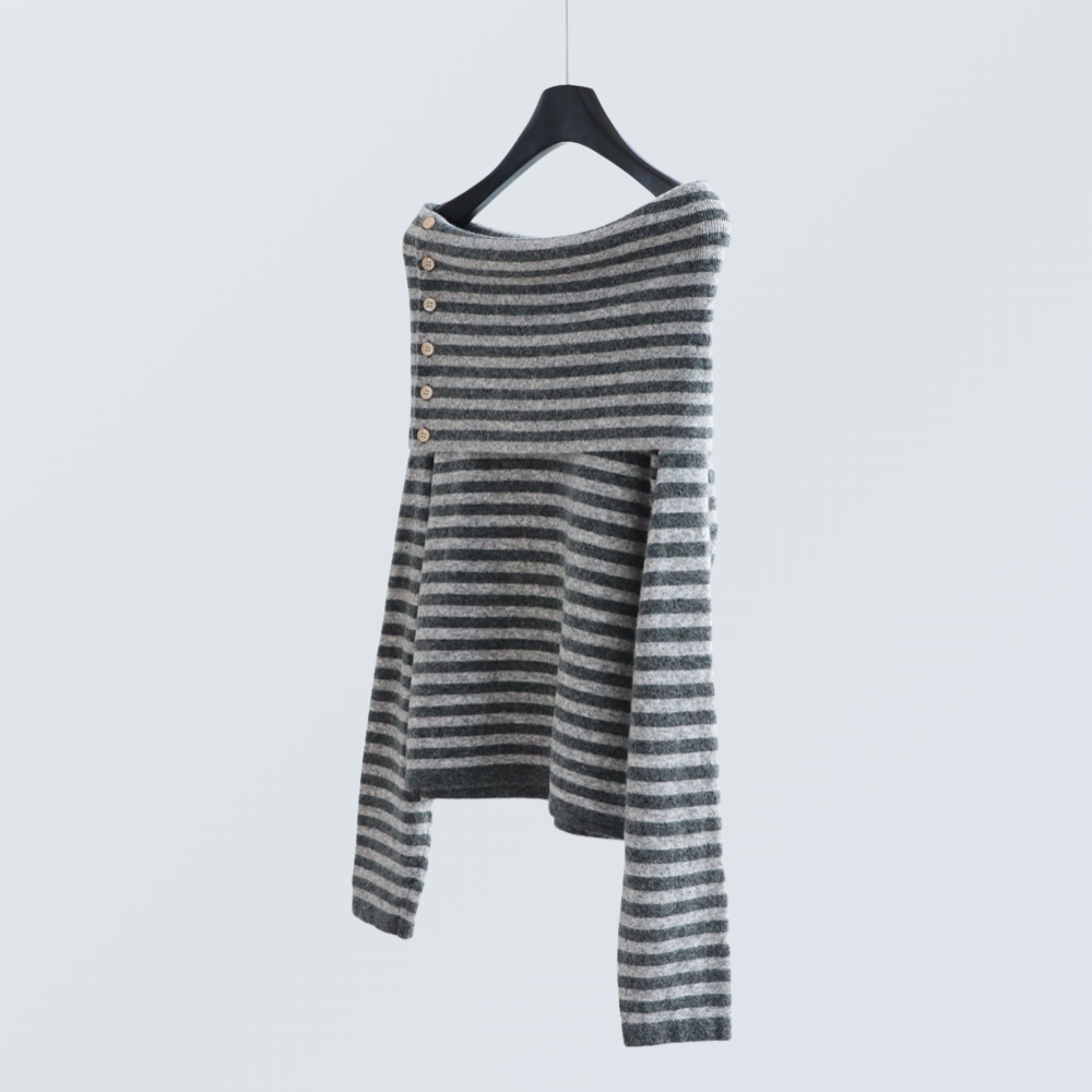 Wide Boat Neck Knit Top with Button Detail | 5 Colors