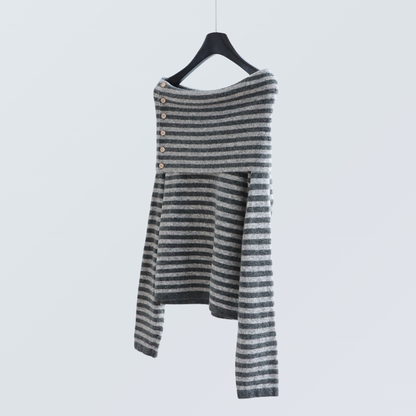 Wide Boat Neck Knit Top with Button Detail | 5 Colors