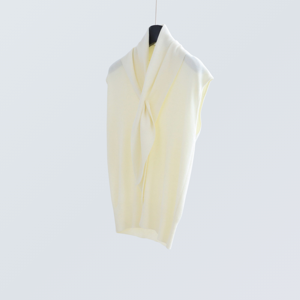 V-Neck Wool-Blend Sleeveless Cardigan Set with Scarf | 7 Colors