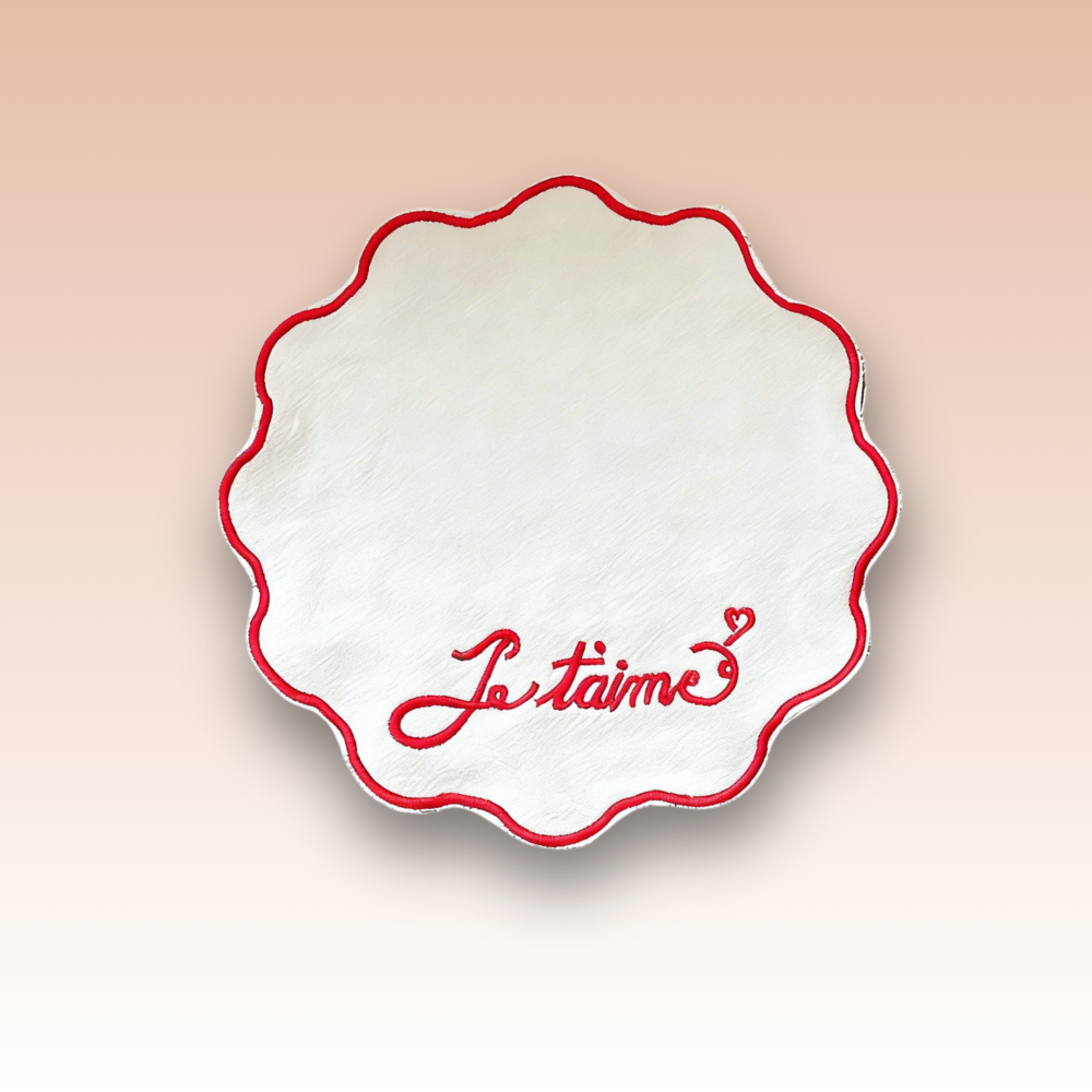 Je t’aime Embroidered Placemat