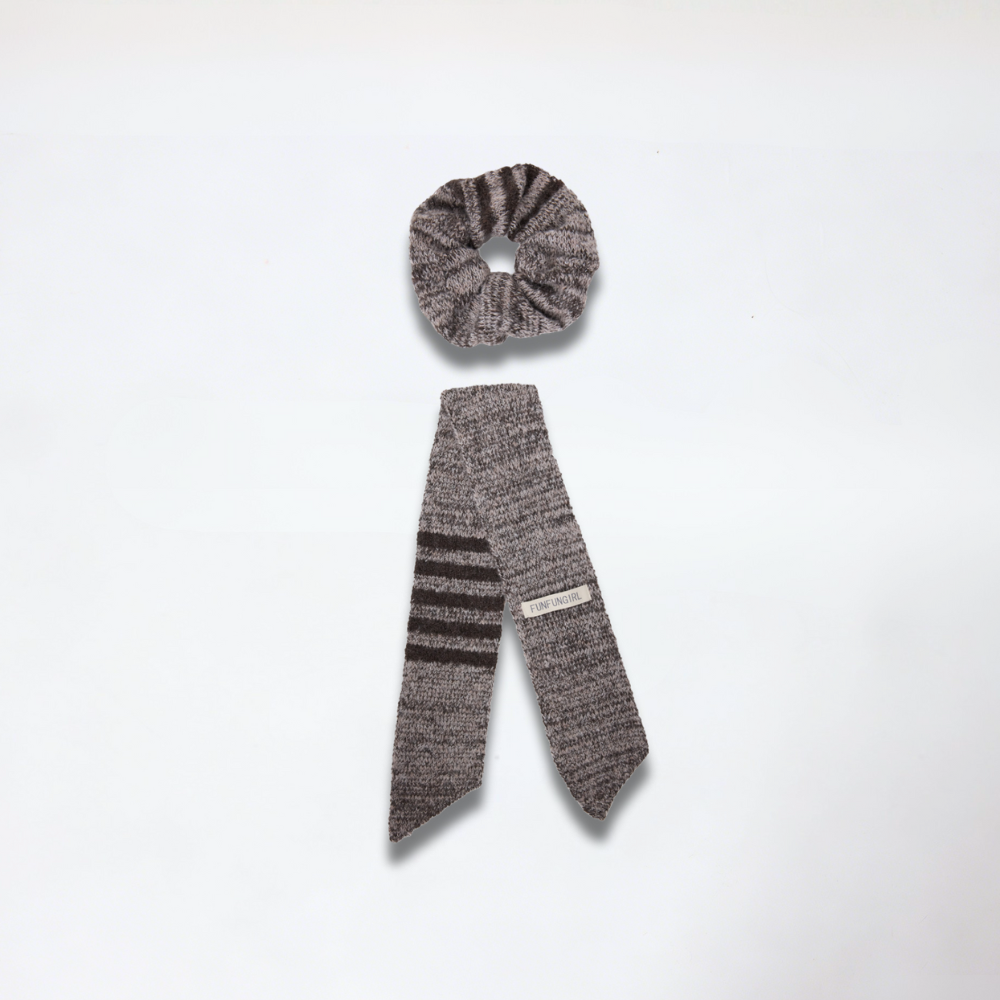 Wool Knit Scarf Scrunchie Set