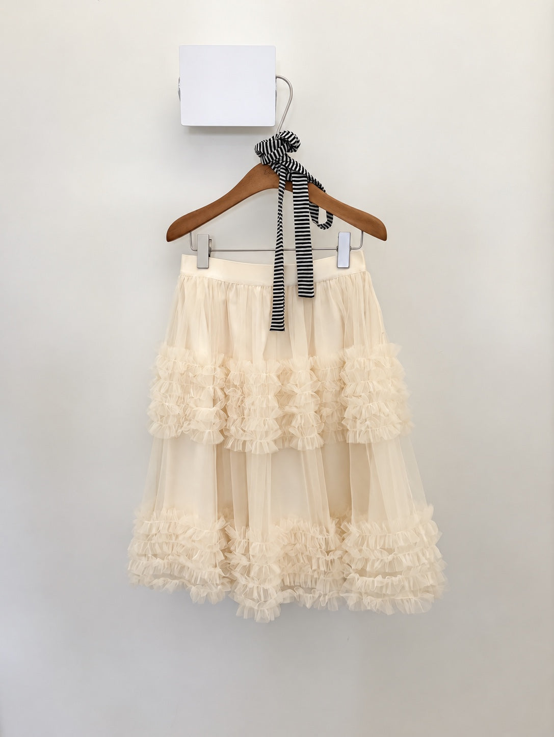 Ovina Ruffle Trim Mesh Skirt | Apricot