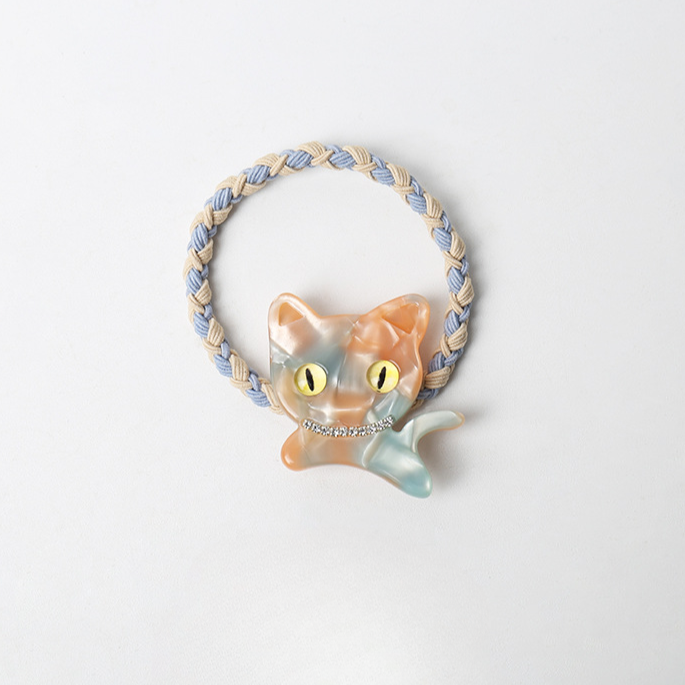 Cutie cat woven hair tie
