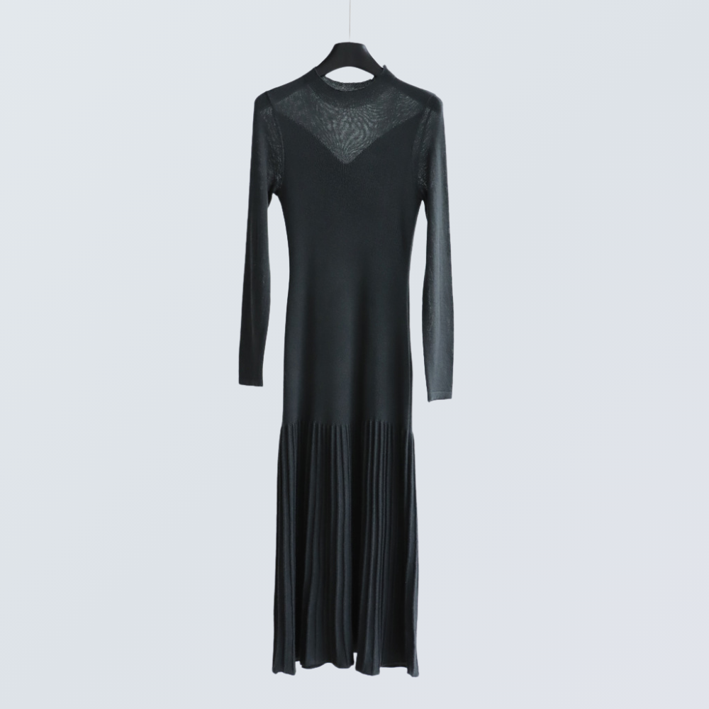 Merino Wool Blend Ribbed Flare Knit Dress | 4 Colors