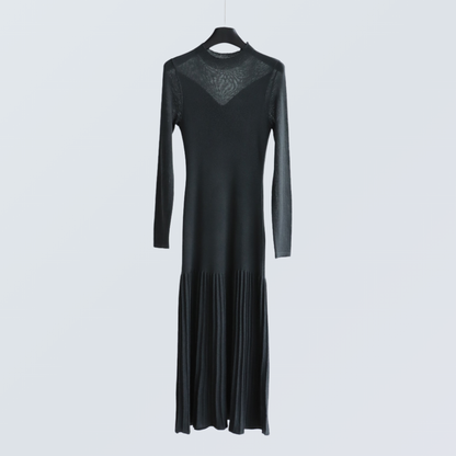 Merino Wool Blend Ribbed Flare Knit Dress | 4 Colors