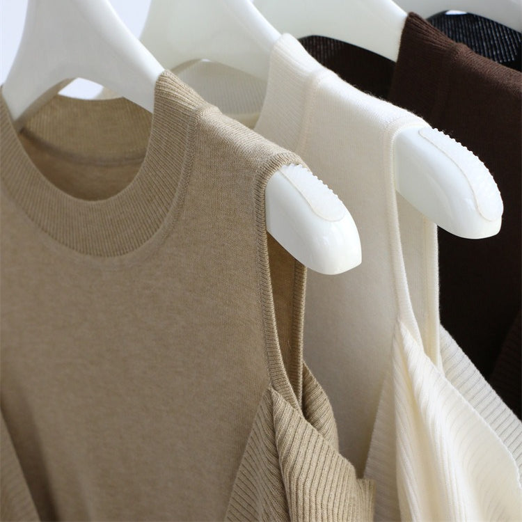 Layered Cold Shoulder Wool Knit Top | 6 Colors