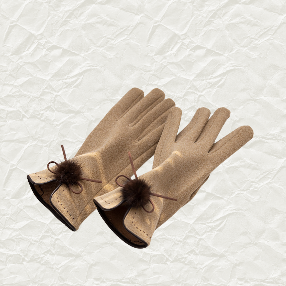 Pom-Pom Suede Touchscreen Gloves