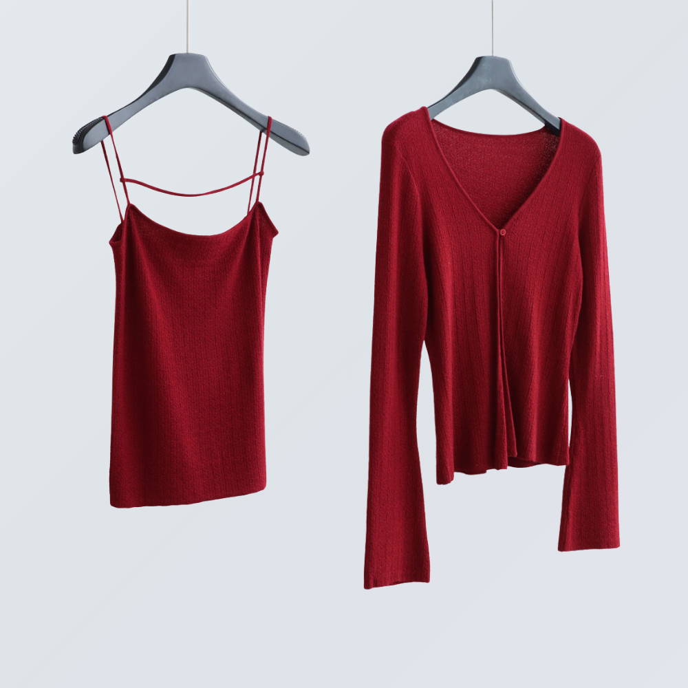 Wool Blend Knit Cardigan & Cami Set | 8 Colors