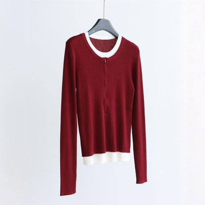 Layered Zip-Front Wool Knit Top | 4 Colors
