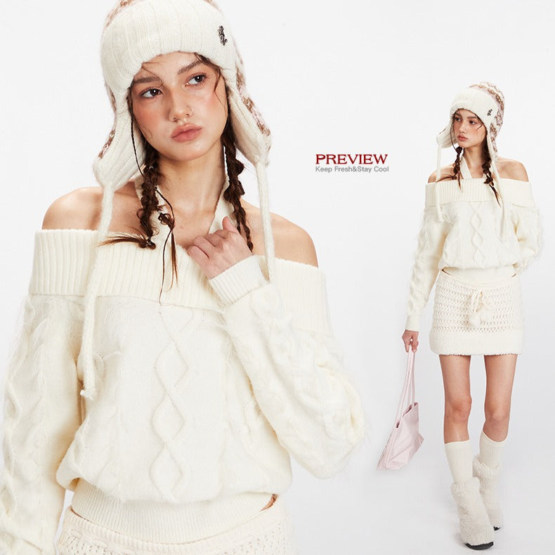 Off-shoulder sweater | 2 color