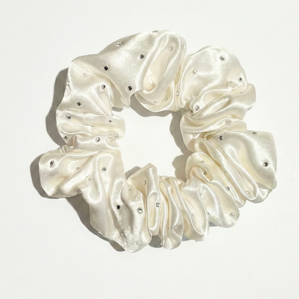 Silk Luxe Rhinestone Scrunchie | Medium