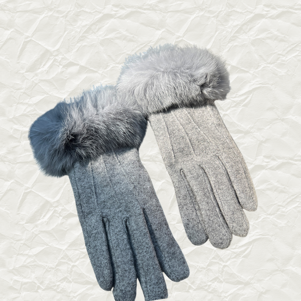 Wool & Rabbit Fur Touchscreen Gloves
