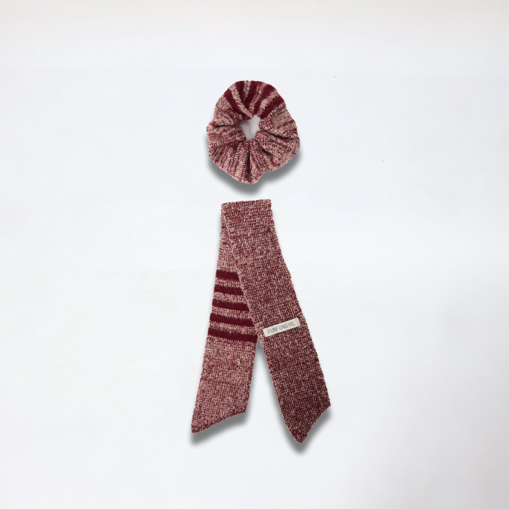 Wool Knit Scarf Scrunchie Set