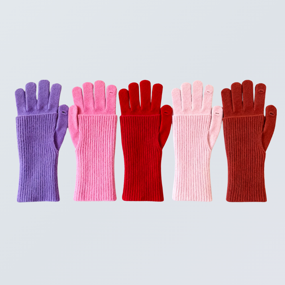 Detachable Wool-Blend Knit Gloves