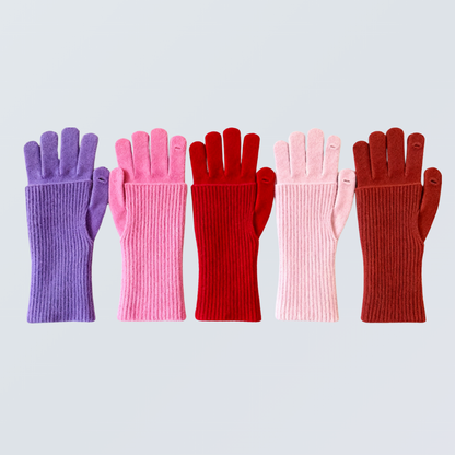 Detachable Wool-Blend Knit Gloves