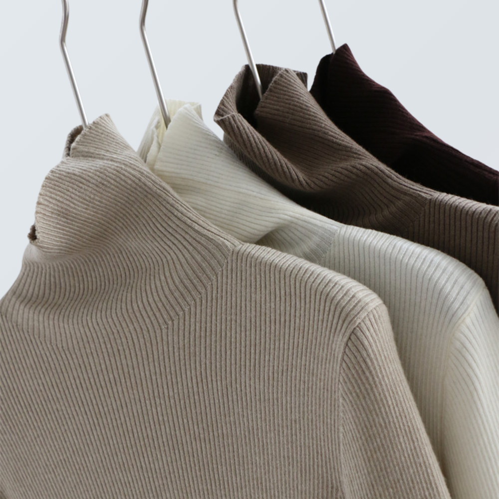 Thick Ribbed Wool Turtleneck Knit Top | 9 Colors