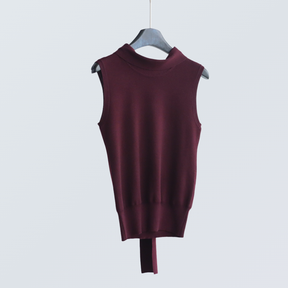 Wool Blend Tie-Neck Sleeveless Knit Top | 6 Colors