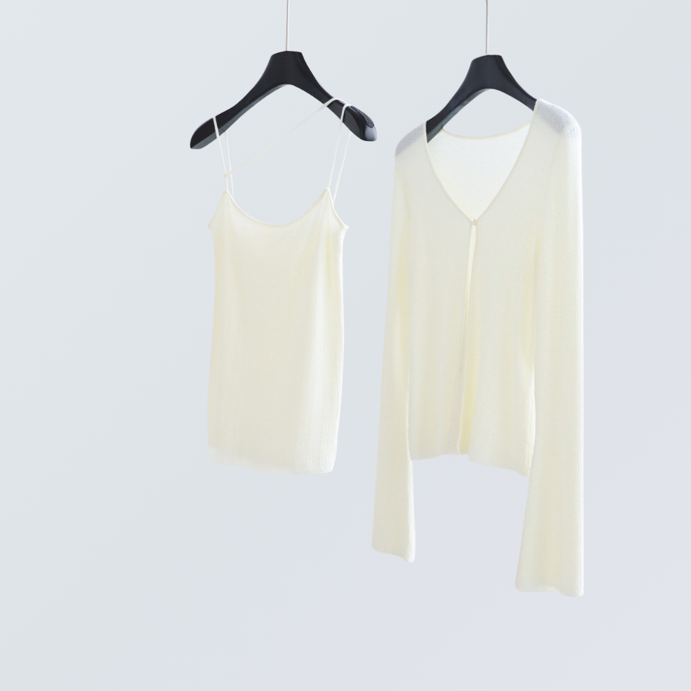 Wool Blend Knit Cardigan & Cami Set | 8 Colors