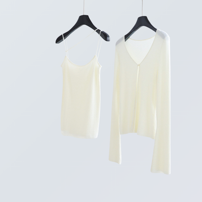 Wool Blend Knit Cardigan & Cami Set | 8 Colors