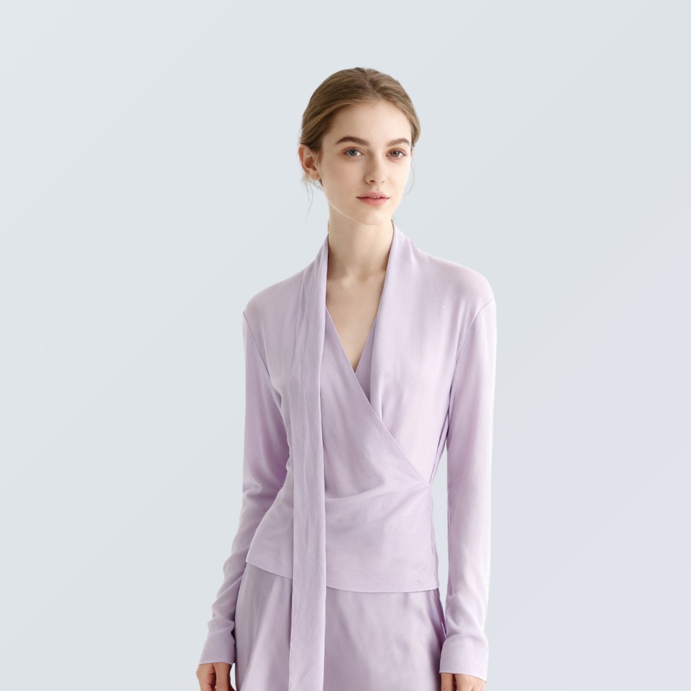 Lyocell & Mulberry Silk V-Neck Knit Top | 6 colors