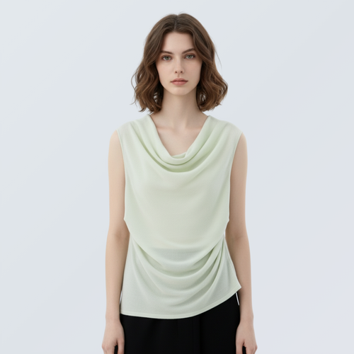 Top de punto de lyocell con cuello drapeado | 5 colores