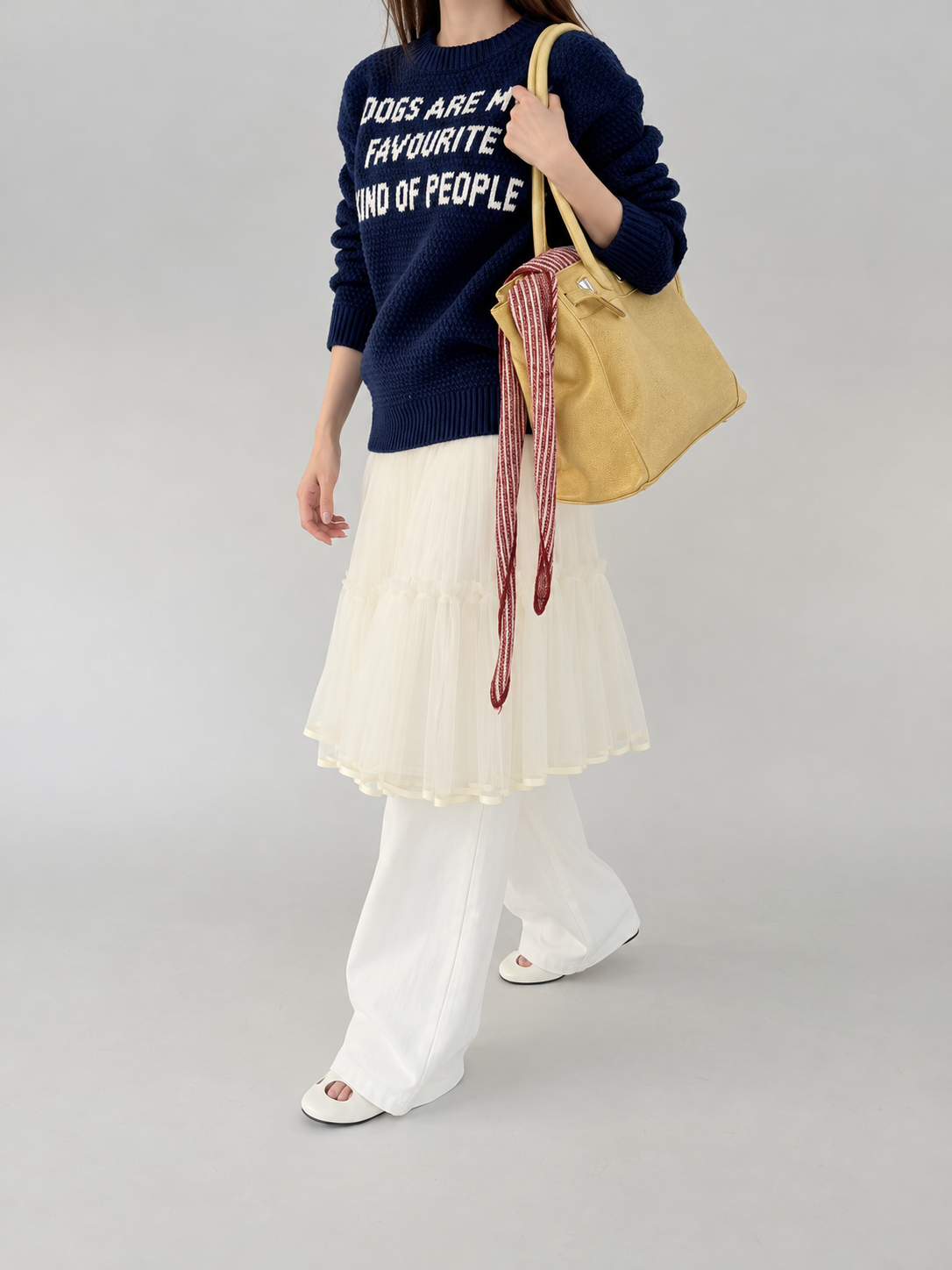 Ovina Letter Knit Wool Sweater