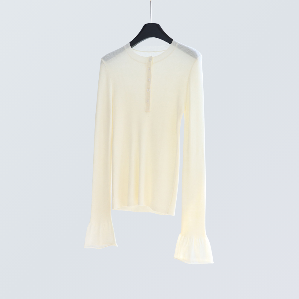 Wool Blend Henley Knit Top & Flounce Skirt Set | 3 Colors