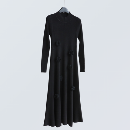 Floral Appliqué Ribbed Knit Maxi Dress | 2 Colors