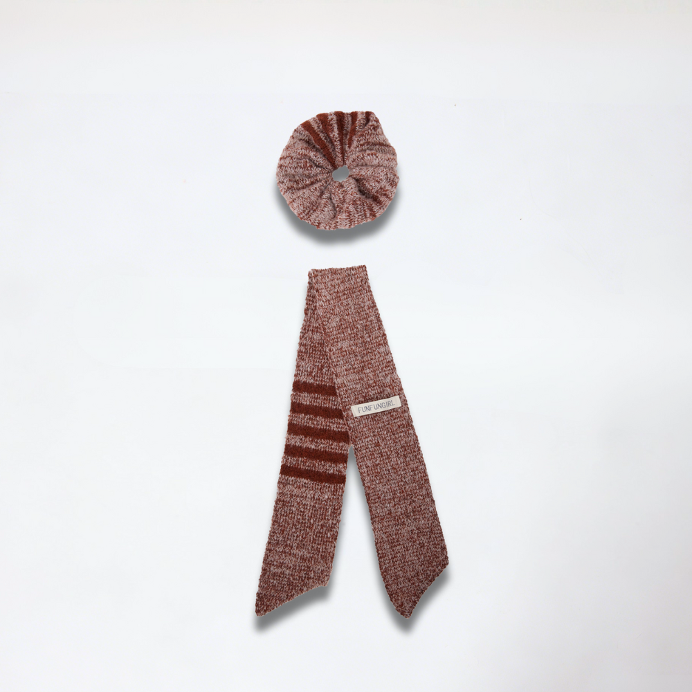 Wool Knit Scarf Scrunchie Set