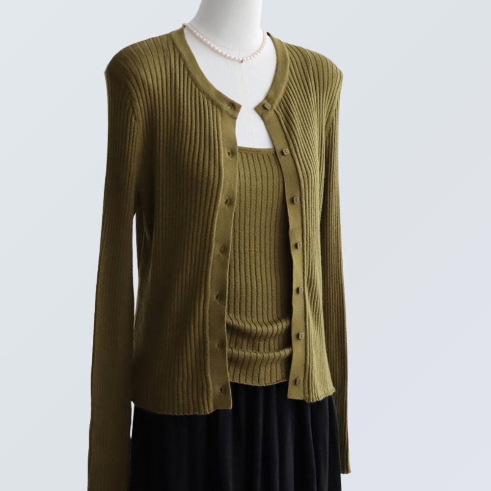 Two-Piece Knit Cardigan & Cami Set | 8 Colors