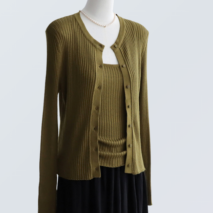 Two-Piece Knit Cardigan & Cami Set | 8 Colors