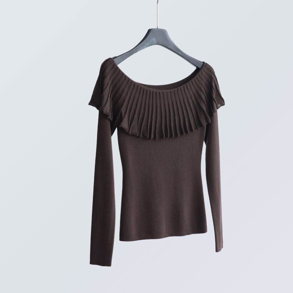 Off-Shoulder Pleated Knit Top | 5 Colors