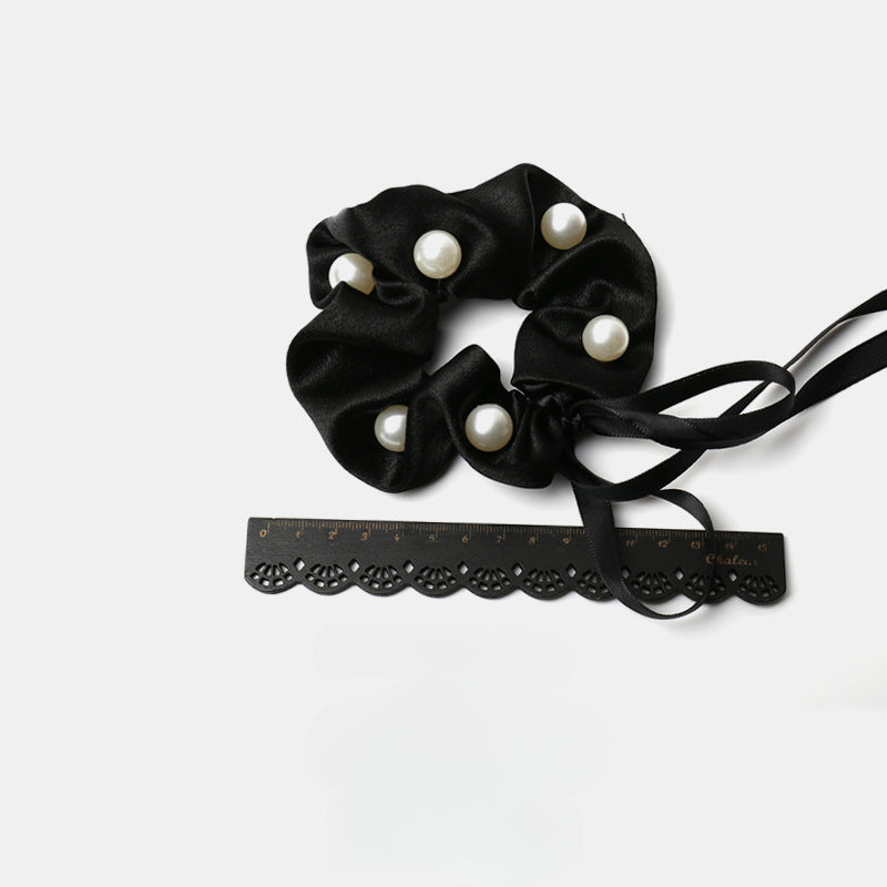Pearl bow lace hair tie