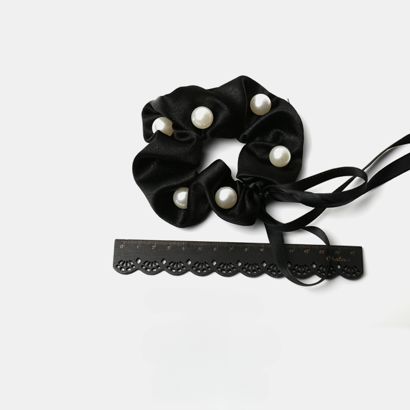 Pearl bow lace hair tie