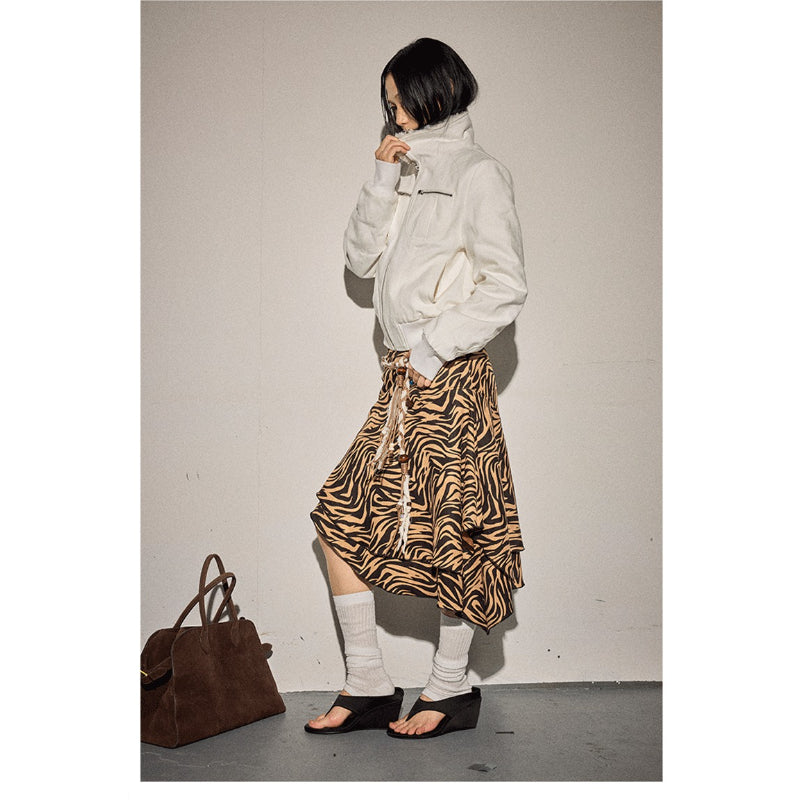 Pokiovo Fleece Collar Cropped Padded Jacket