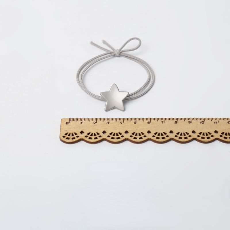 Elastic matte silver double strand knot hair tie