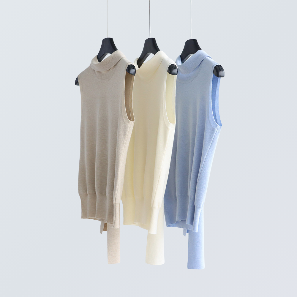 Wool Blend Tie-Neck Sleeveless Knit Top | 6 Colors